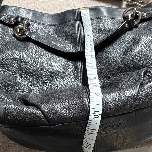 Coach Black Pebbled Leather Hobo with Silver Chain Accents - Picture 5 of 6